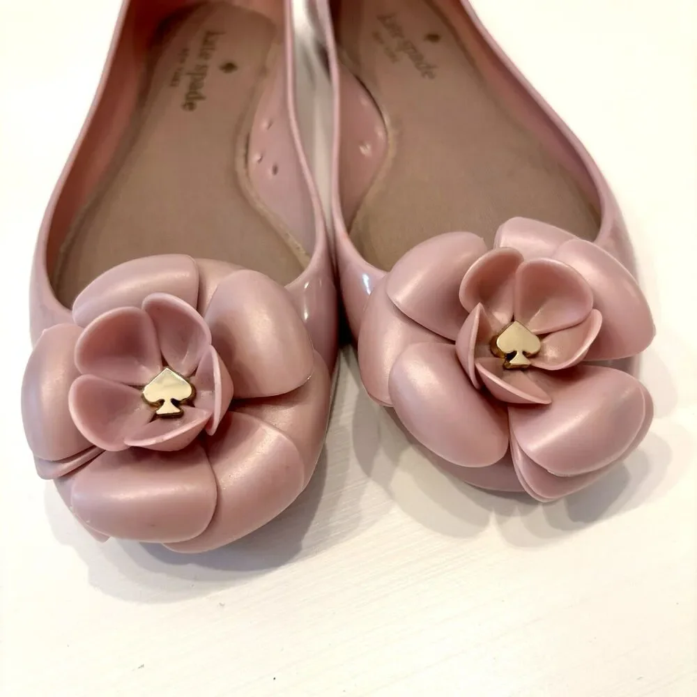 Kate Spade‎ Pink Rose Jelly Camilla Flower Ballerina / Ballet Flats Shoes Size 6
